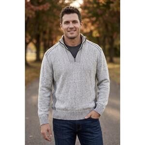 Xray Jeans - Men's Quarter Zip Knit Sweater Gray - Size Large